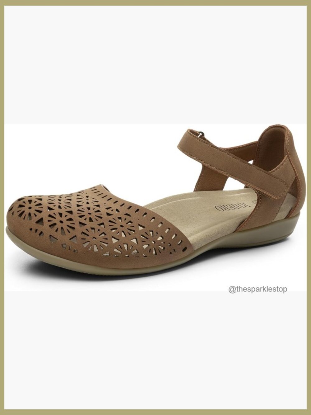 Women's Closed Toe Flat Sandals with Arch Support PU Leather Adjustable Strap